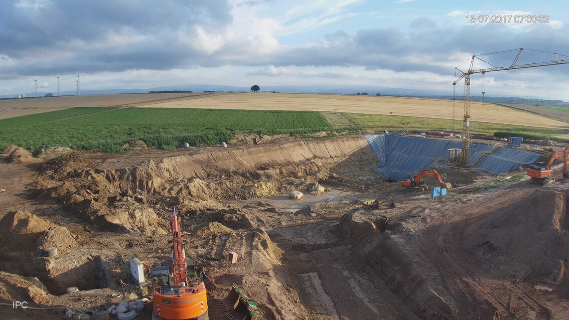 Chantier du nouveau bassin de rétention des eaux pluviales d'Ebersheim Juillet 2017