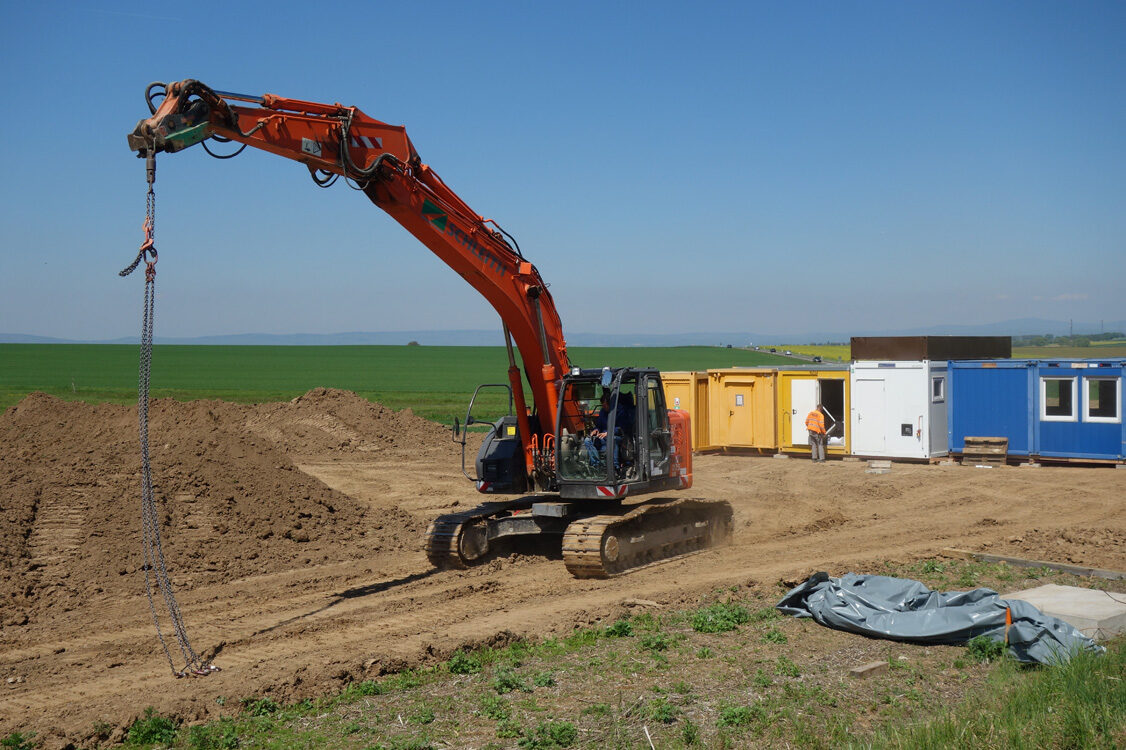 Chantier du bassin de rétention des eaux pluviales d'Ebersheim en mai 2017