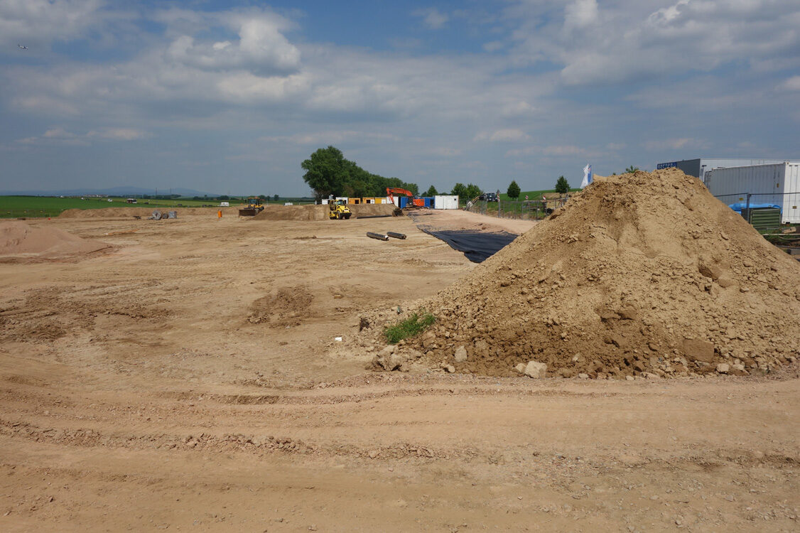 Chantier du bassin de rétention des eaux pluviales d'Ebersheim en mai 2017