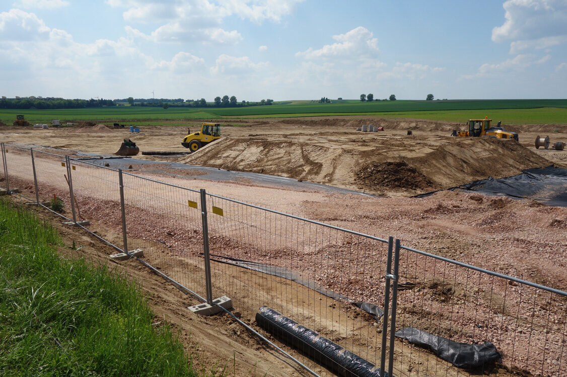 Chantier du bassin de rétention des eaux pluviales d'Ebersheim en mai 2017