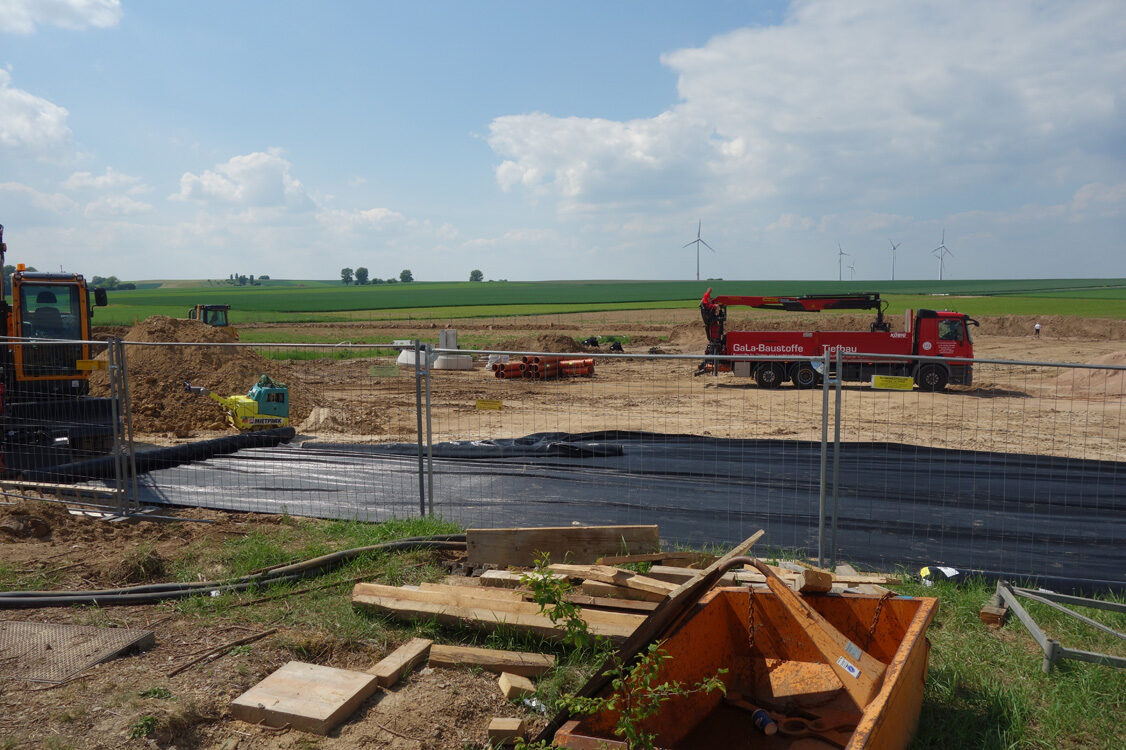 Chantier du bassin de rétention des eaux pluviales d'Ebersheim en mai 2017