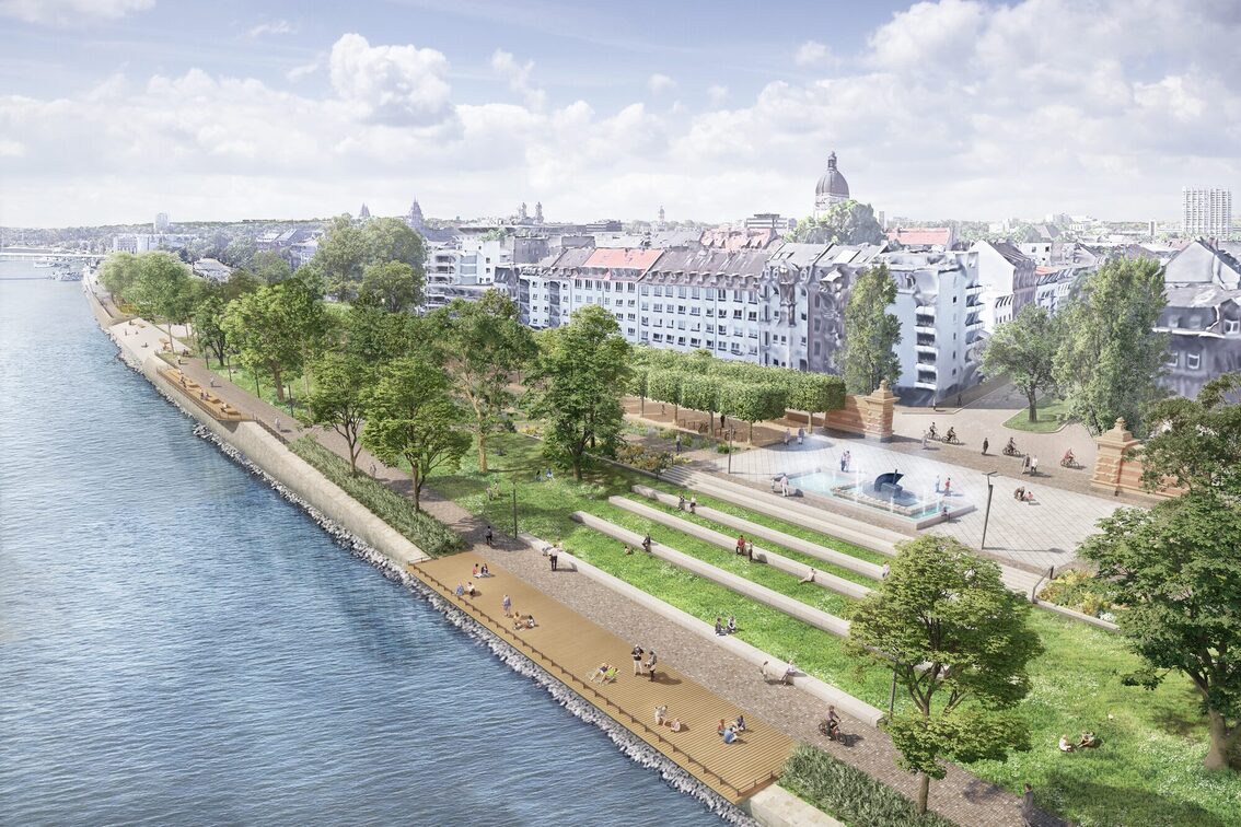 Візуалізація озелененої другої ділянки берега Рейну