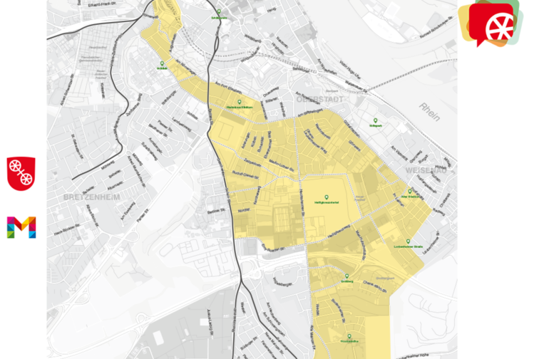 Оглядова мапа з Heiligkreuzviertel у центрі