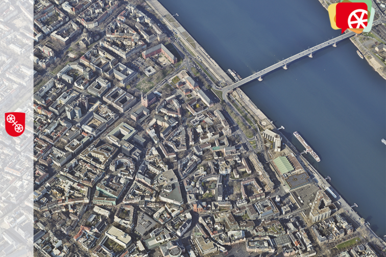 Вид з висоти пташиного польоту на урядовий район Майнца