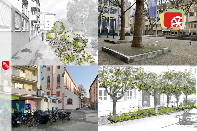 Collage ausgewählter Orte in der Innenstadt