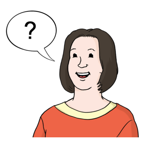 Illustrazione "Domanda": una persona con una bolla di conversazione contenente un punto interrogativo.