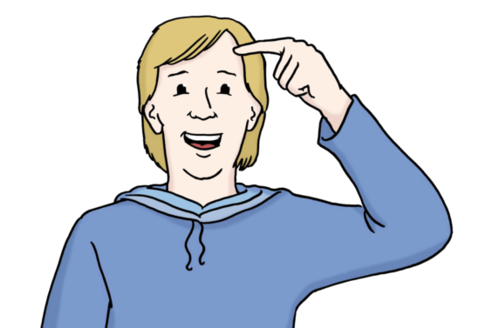 Illustrazione: Un uomo si porta l'indice sulla fronte e sorride comprensivo.