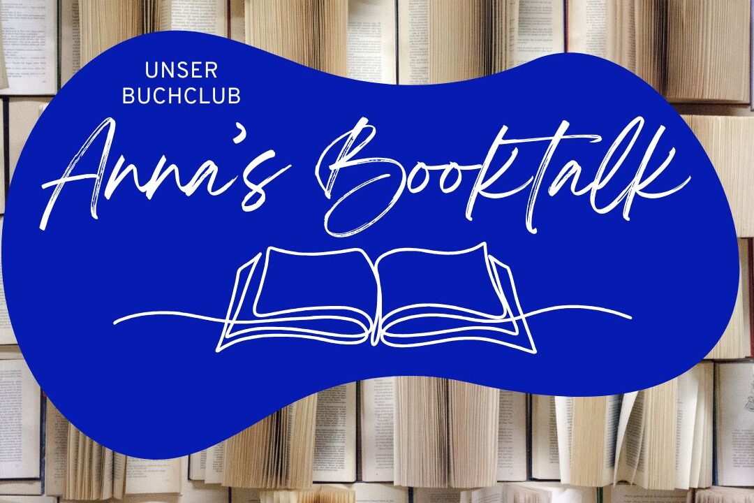 Livres ouverts avec le logo bleu de "Anna's Booktalk" dessus