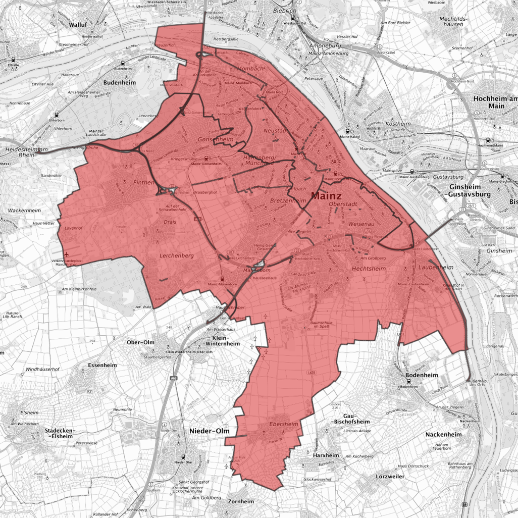 Stadtgebiet Mainz