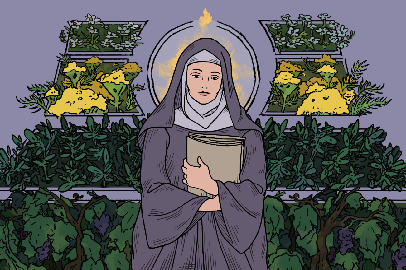 Illustrazione di Ildegarda di Bingen