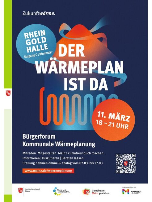 Plakat mit Titel "Der Wärmeplan ist da"