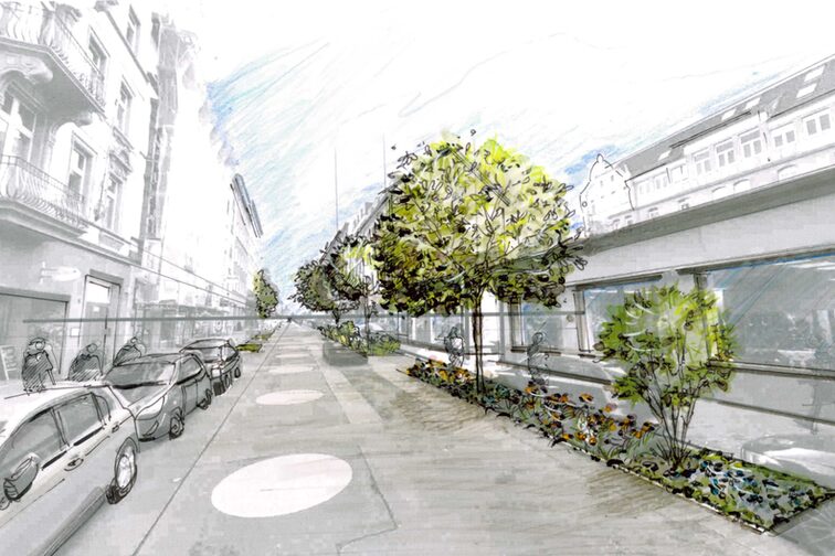 Neubrunnenstrasse'nin yeniden modellenmesi için tasarım