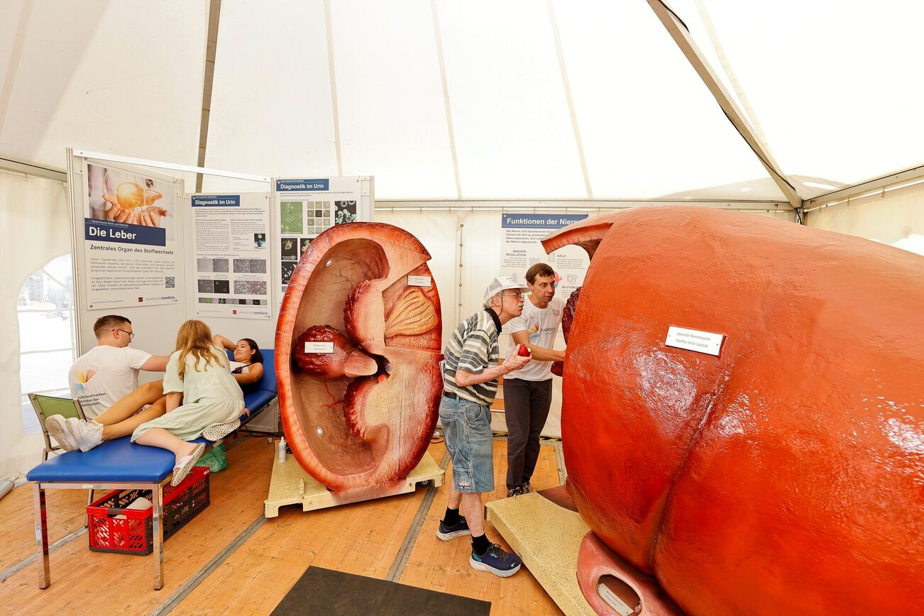 Кілька дорослих і дітей дивляться на коробку, що світиться.